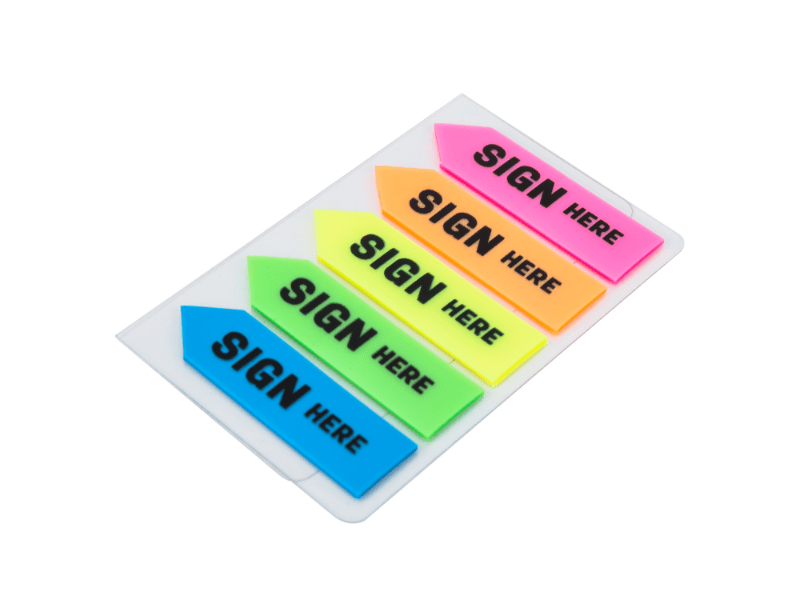 6935205304636_1 STIKERI DELI ZA INDEKSIRANJE SIGN HERE 44x12mm (5×20 lista) EA11302