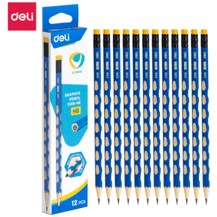 GRAFITNE OLOVKE DELI U TOUCH GRIP PLAVE SA GUMICOM HB 1/12 EC016-HB