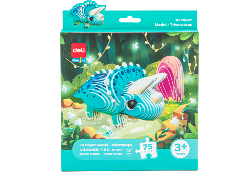 6935205329493_1 PUZZLE – SLAGALICA DELI 3D -Triceratops 75 delova 83617