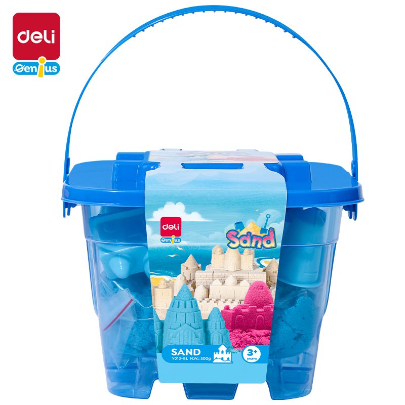 6942233662997_1 KINETIČKI PESAK DELI U KANTICI SA 6 MODLI 500g PLAVI EY013-BL