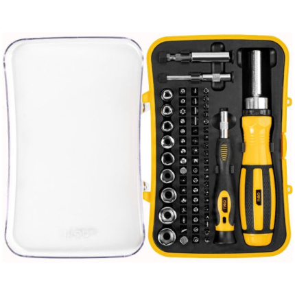 SET UMETAKA SA ODVIJAČEM I RAČNOM DELI, 65 DELOVA EDL3565