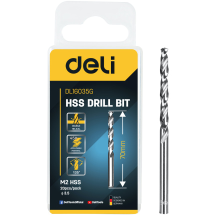 HSS SPIRALNA BURGIJA ZA METAL 3.5MM 20/1 DELI EDL16035G