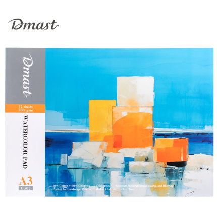 BLOK ZA CRTANJE DELI VODENIM BOJAMA DMAST PEBEO A3, 12 LISTA 300g PAPIR EC362