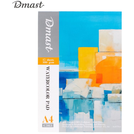 BLOK ZA CRTANJE DELI VODENIM BOJAMA DMAST PEBEO A4, 12 LISTA 300g PAPIR EC363
