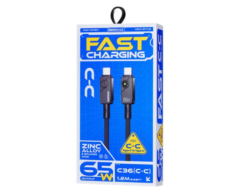 OST08019_2 REMAX Kabl Swift Fast charging braided data cable 1.2M C36 65W(C-C) crni