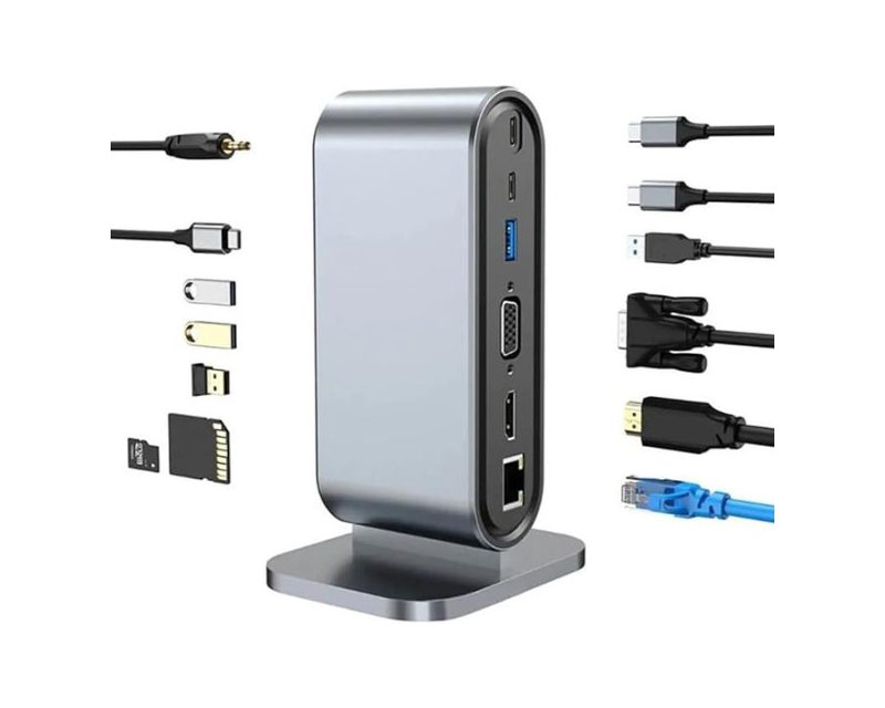 OST08031_v FAST ASIA Adapter TIP C HUB na HDMI+VGA+4xUSB+SD/micro+RJ45+ PD+2xTIP C+Audio