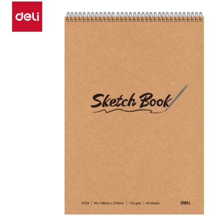 BLOK ZA CRTANJE DELI Sketch book, A5, 40 lista, 110g - GORNJA SPIRALA EN723