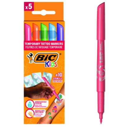 BIC KIDS TATTOO 5 MARKERA + 10 ŠABLONA