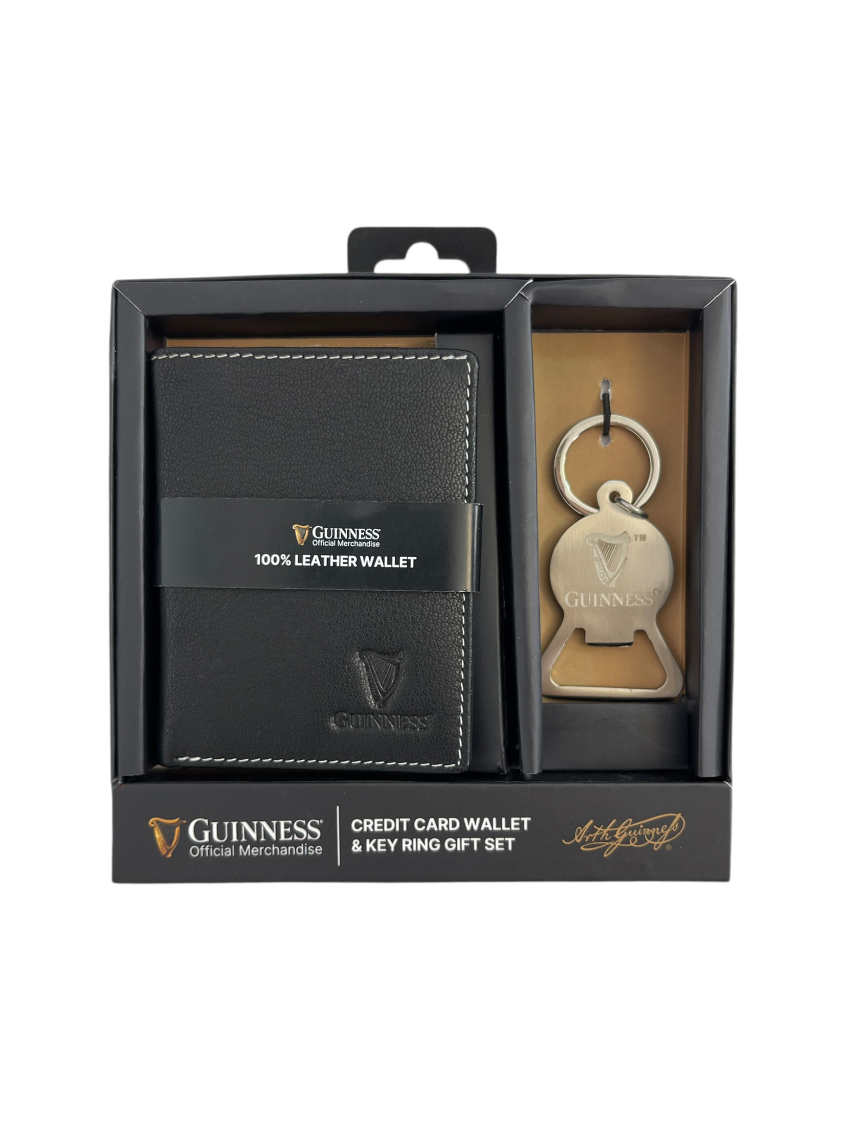 img57229 Gift box: kožna futrola za kartice 100×80 mm i otvarač za flaše JBGNGS 06 Guiness crna Guinness
